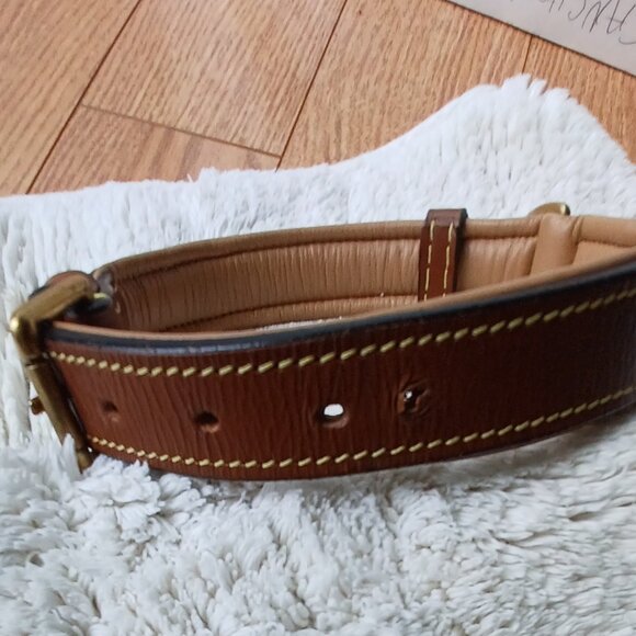 Leather padded dog collar size large brass buckle - Picture 5 of 7